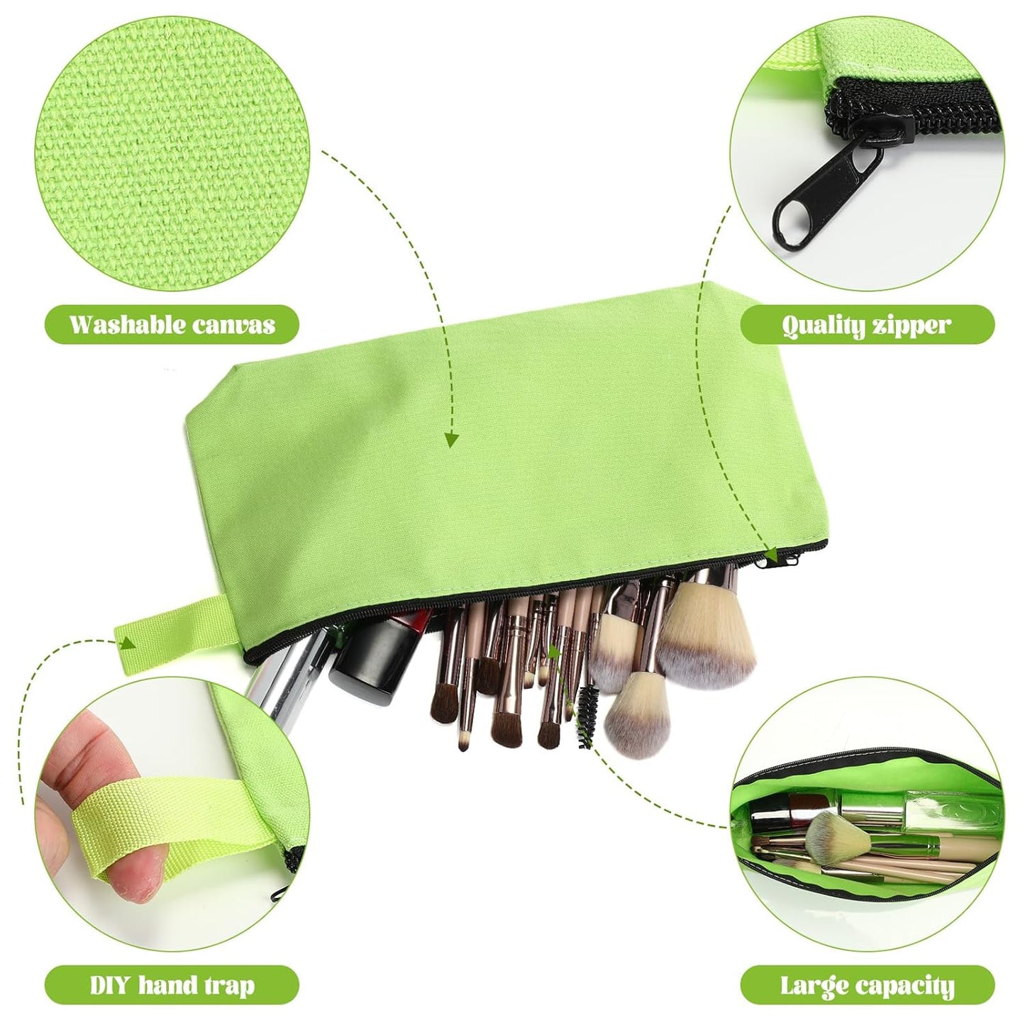 Saintrygo 30 Pcs Makeup Bag Travel Canvas Cosmetic Bag Bulk Multipurpose Small Makeup Pouch for Purse Portable Blank Zipper Toiletry Organizer DIY for Women Assorted Color (Novel,8.7 x 5 x 1.8 Inch)