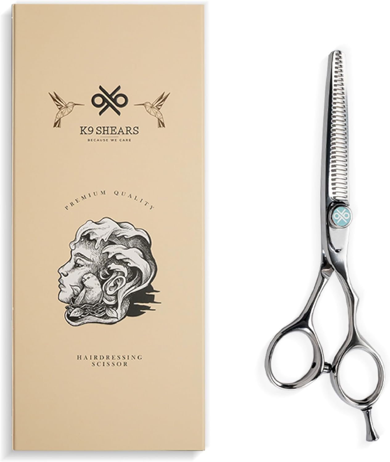 K9 6" Professional Thinning Shears for Hair Cutting – Barber Shears Made with Premium VG10 Steel, Lightweight, Razor-Sharp, Removes Hair Leaving No Marks, Thinning Rate 30%, Also Great for Home Use