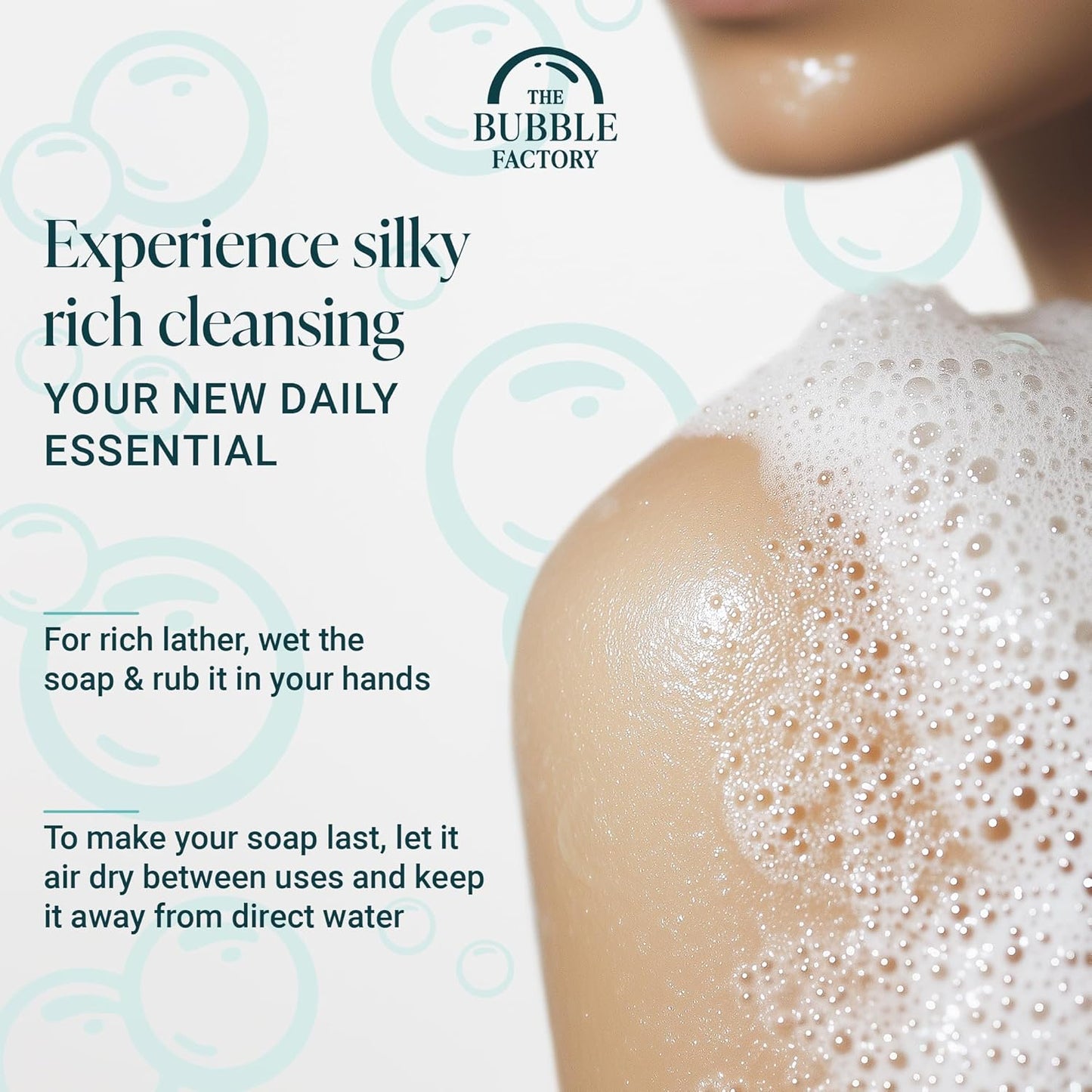 The Bubble Factory Handmade Natural Bath & Body Soap Bar, Vegan, All-Natural, Palm Oil Free, Made in USA with Shea Butter + Essential Oils, Lavender Rosemary, 3 Bars