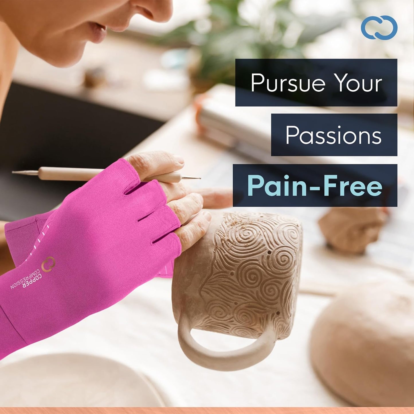 Copper Compression Arthritis Gloves | Fingerless Arthritis Carpal Tunnel Pain Relief for Men & Women | Hand Support Wrist Brace for Neuropathy, Rheumatoid, Tendonitis, Swelling, Crocheting, Typing Pink M
