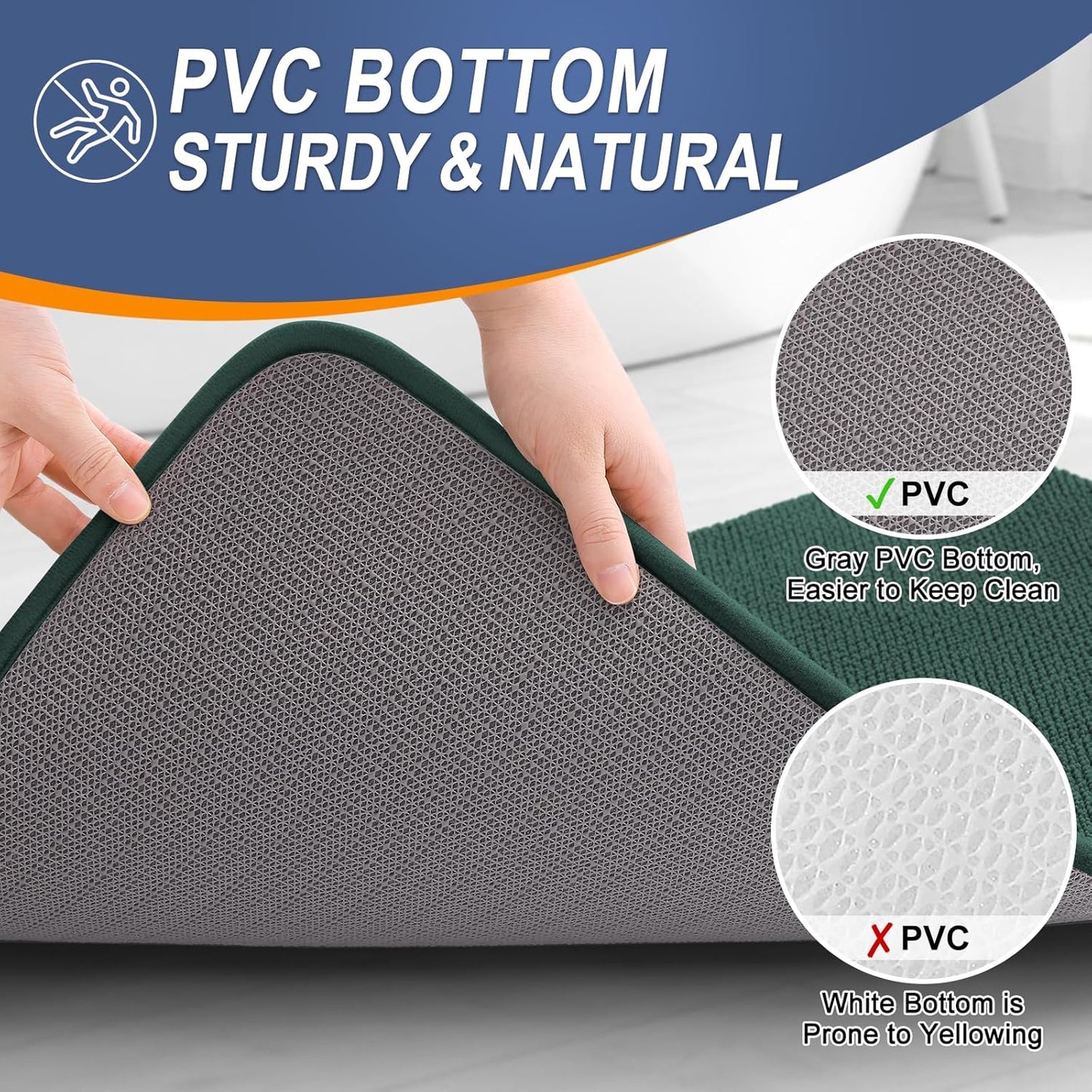 OLANLY Thick Memory Foam Bath Mat Rug 36x24, Extra Soft Absorbent Bathroom Rug, Quick Dry Bath Mats, Non-Slip, Washable Carpet for Bathroom, Tub and Shower, Home Decor Accessories, Blackish Green