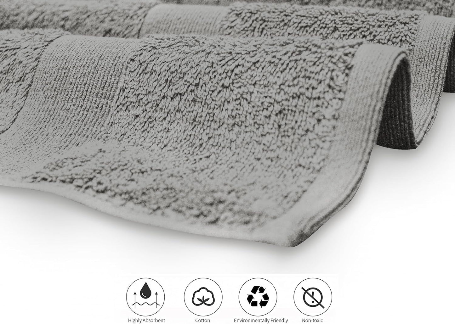 Softolle Luxury 8 Piece Towel Set, 2 Bath Towels 2 Hand Towels 4 Washcloths, Towels for Bathroom, Home, Spa & Gym - Highly Absorbent (Silver Grey)