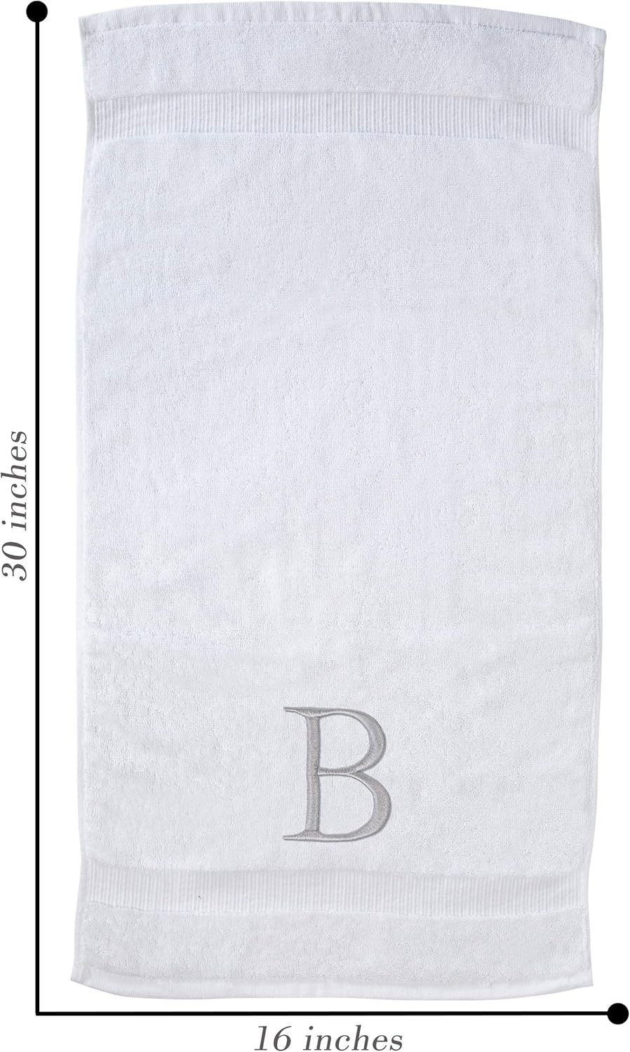 Monogrammed Hand Towels for Bathroom - Luxury Hotel Quality Personalized Initial Decorative Embroidered Bath Towel for Powder Room, Spa - GOTS Organic Certified - Set of 2 Letter B