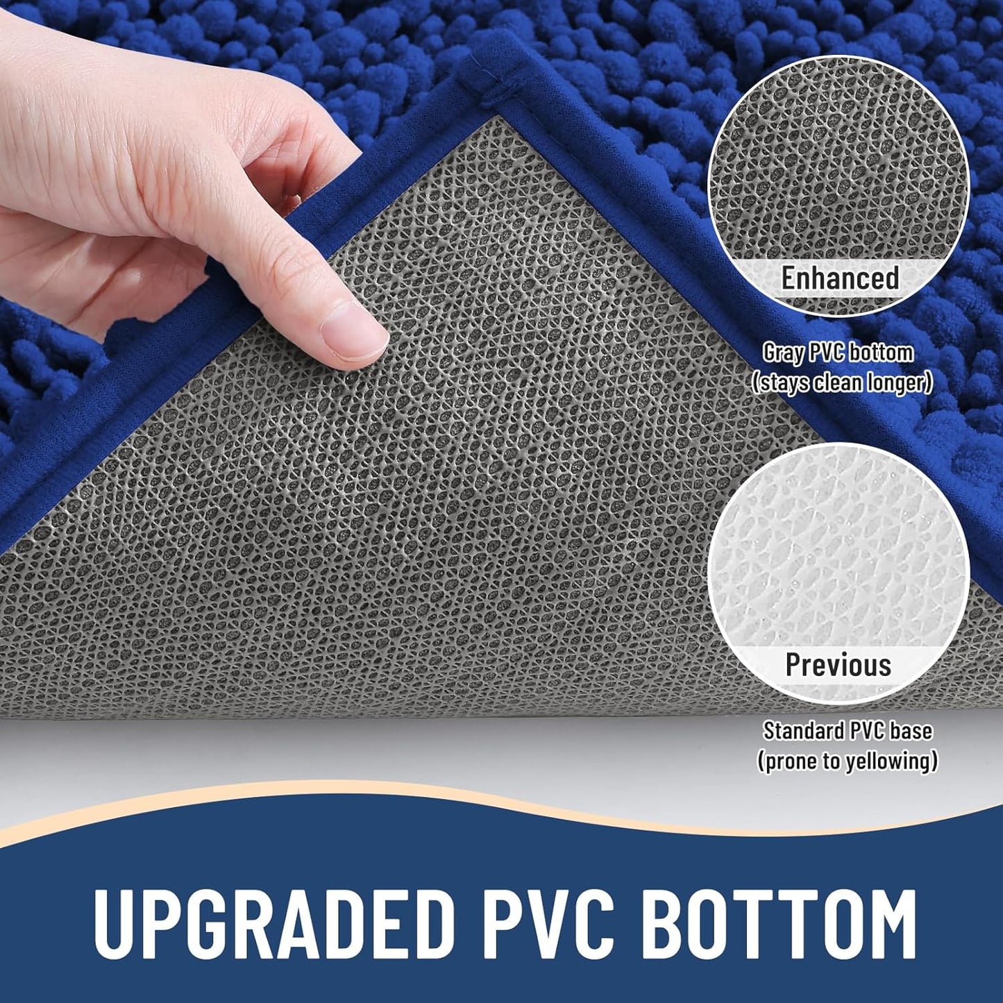 Arotive Luxury Chenille Bathroom Rug Mat, Extra Soft Thick Absorbent Shaggy Bath Rugs, Non-Slip Machine Wash Dry, Plush Bath Mats for Bathroom, Shower and Tub, 24x16, Royal Blue