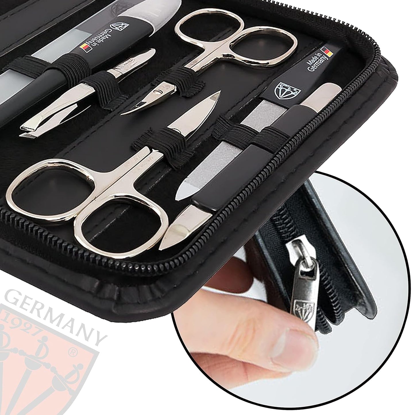 3 Swords Germany – Manicure Pedicure kit Set with Genuine Leather case - Made in Solingen/Germany