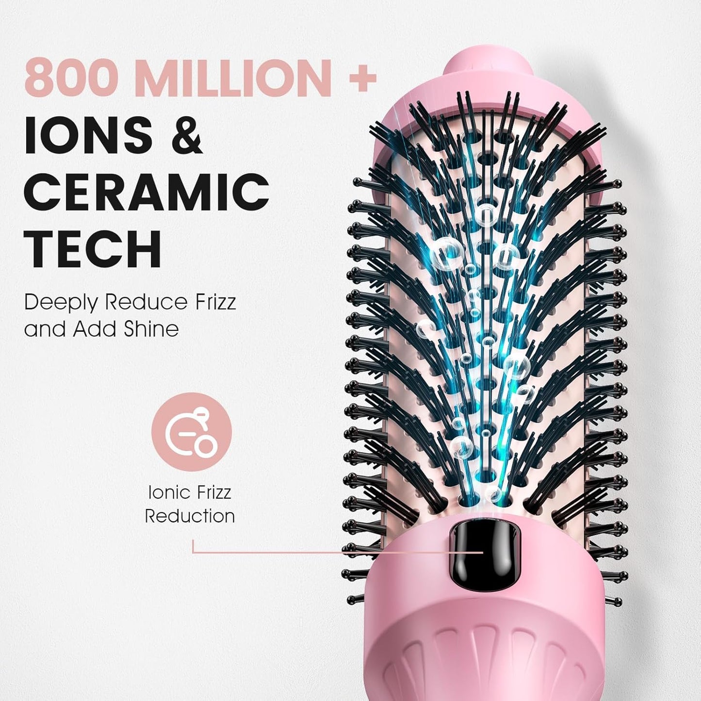 Zavarea Thermal Brush, 1.5 Inch Heated Round Brush for Blowout Look, Hot Styler with 800M Negative Ions & Ceramic for Less Damage & Frizz, Boosts Shine & Easy to Use, Dual Voltage, Youthful Pink