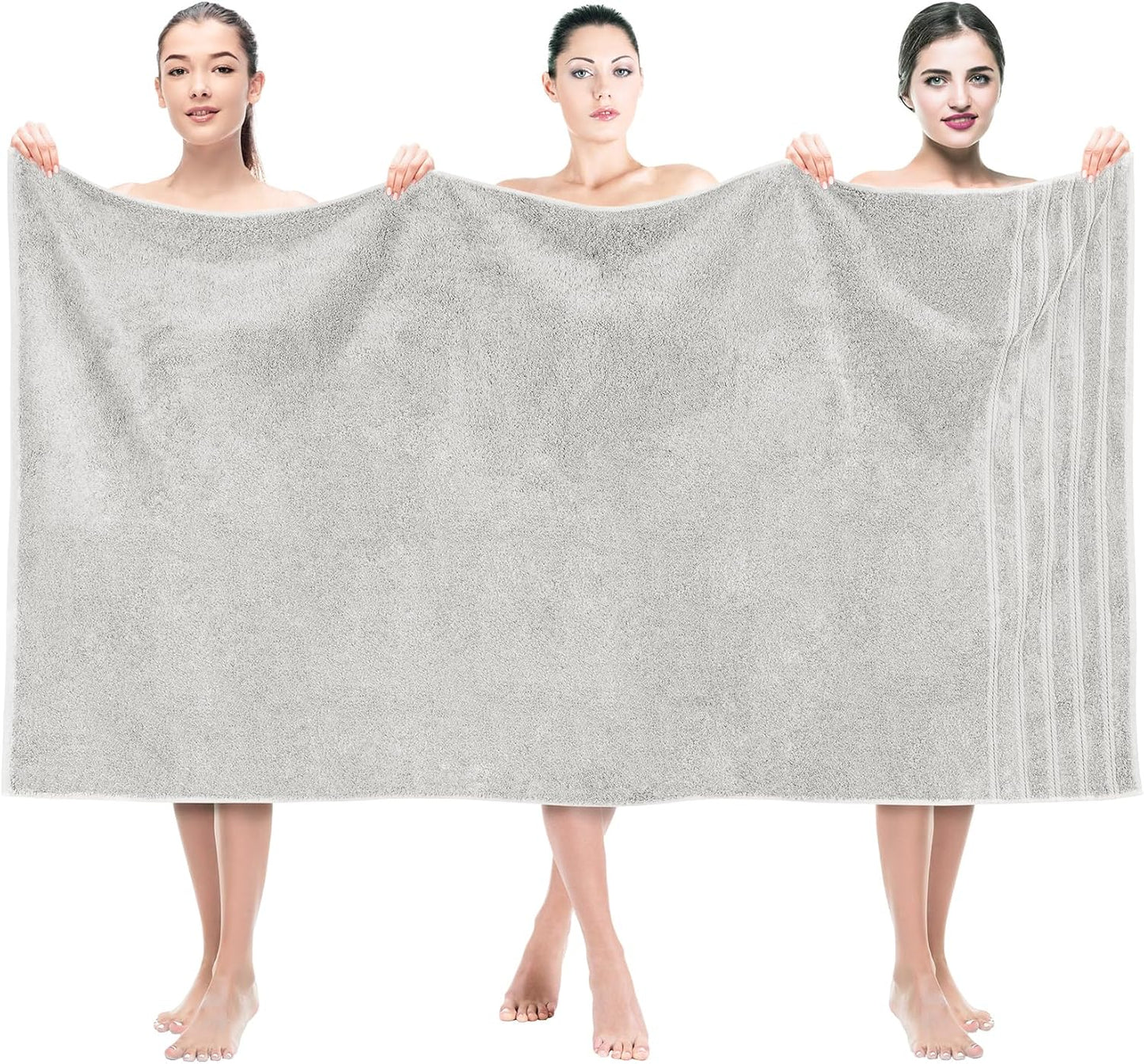 American Soft Linen 35x70 Jumbo Large Bath Towels, 600 GSM 100% Cotton Turkish Bath Sheet, Oversized Luxury Bath Towels for Bathroom Beach and Pool, Silver Grey