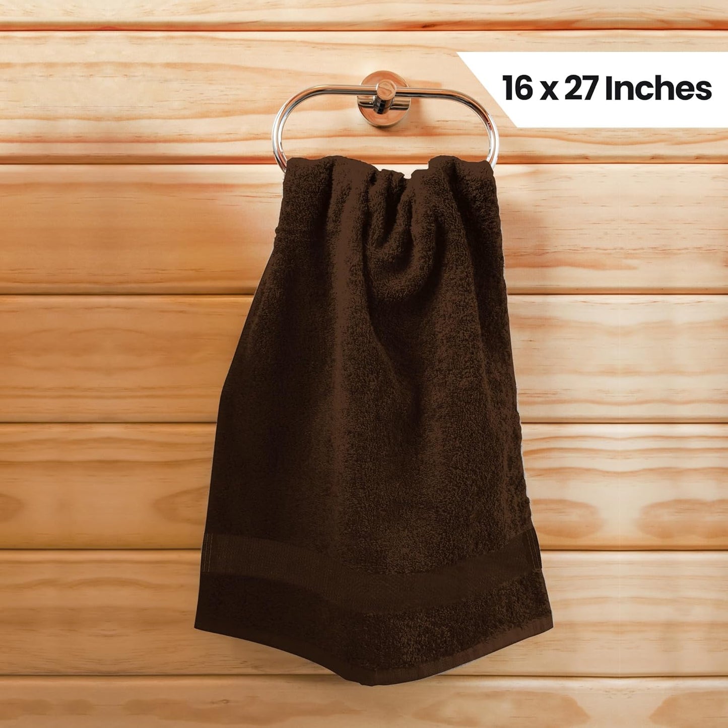 Utopia Towels, Salon Towel, Pack of 24, Not Bleach Proof, 16 by 27 Inches, Highly Absorbent Cotton Towels for Hand, Gym, Beauty, Spa, and Home Hair Care, Dark Brown