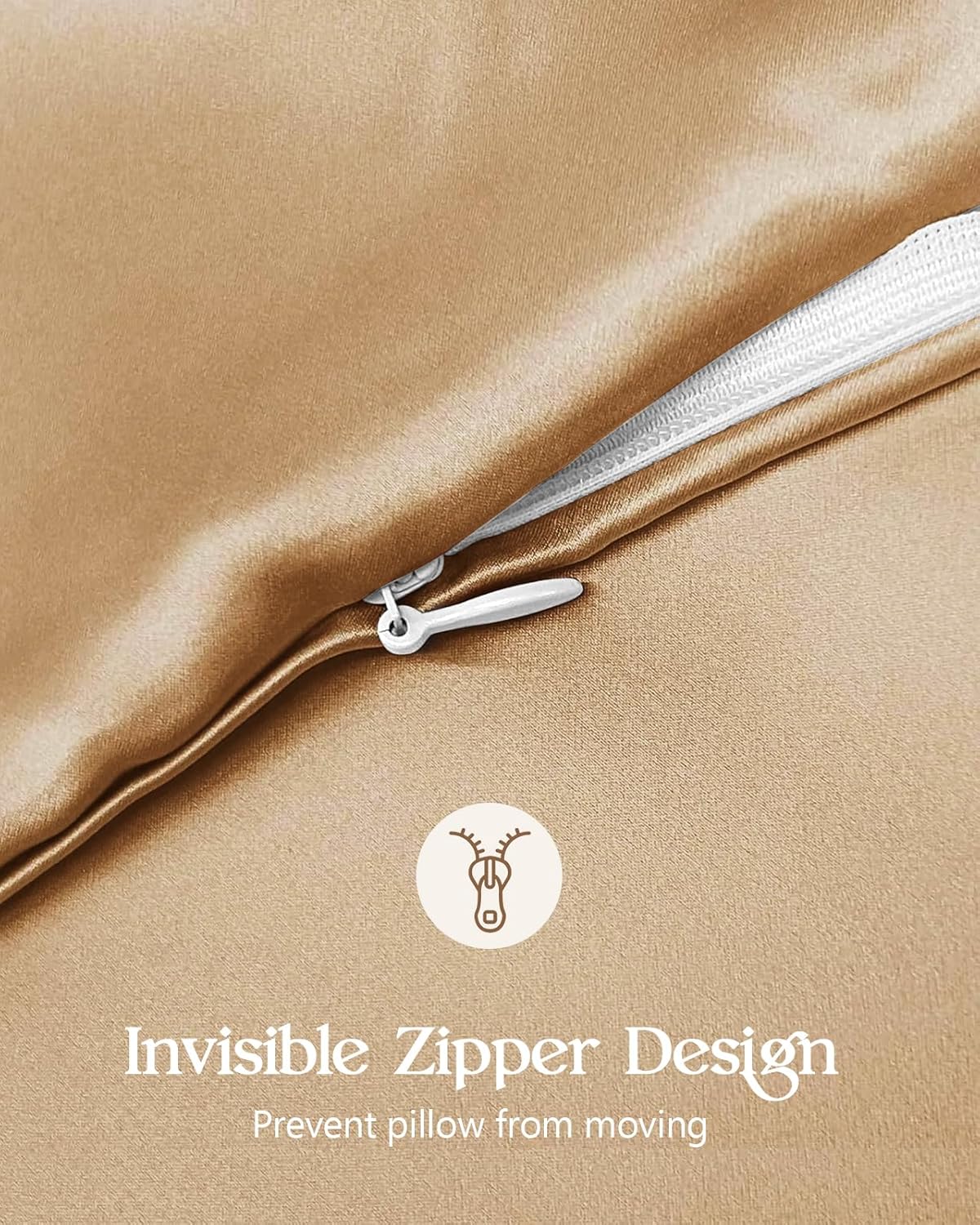 Silk Pillowcase 2 Pack - Pillow Cases King Set of 2 Size 20" x 36" for Hair and Skin Smooth Soft Breathable with Hidden Zipper Cooling Pillow Covers for Women, Champagne