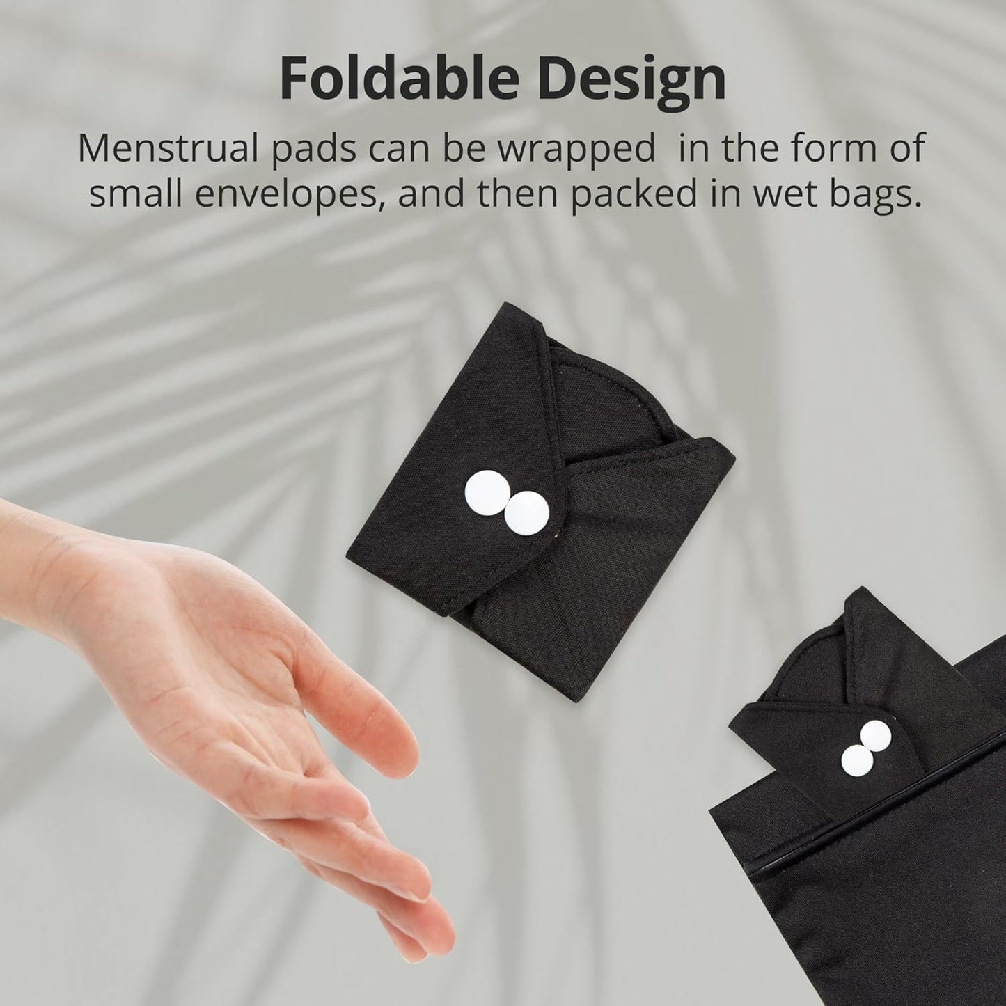 7pcs Set 1 pc Mini Wet Bag +6pcs Absorbent Reusable Sanitary Pads/Washable Cloth Menstrual Pads(Black,L)