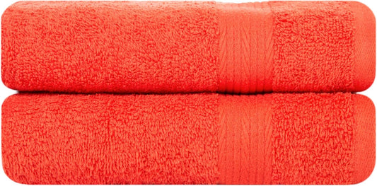 Ample Decor Bathroom Set of 2 Hand Towel 18 X 28 Inch 600 GSM 100% Cotton, Premium Soft Absorbent - Orange