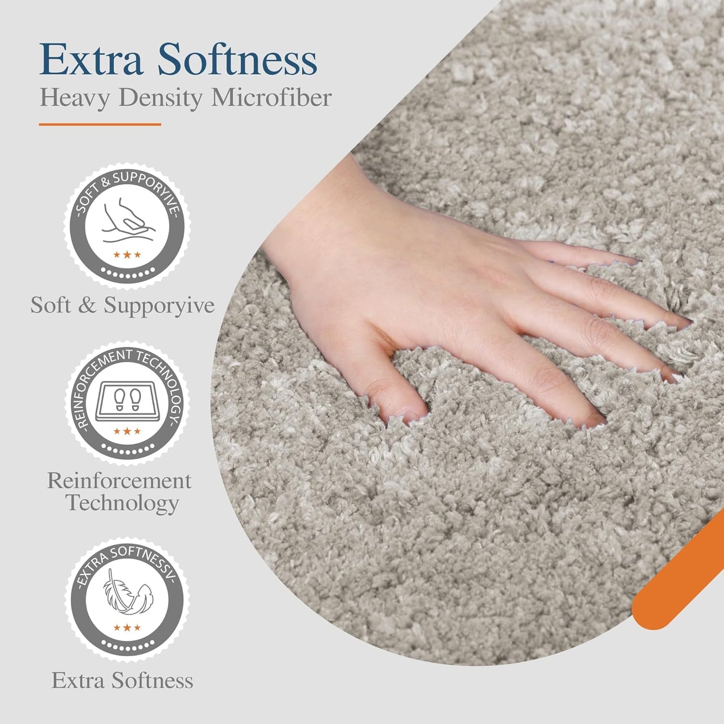 Walensee Bath Rug Non Slip Mat (20 x 32, Light Tan) Water Absorbent Soft Microfiber Shaggy Machine Washable for Bathroom Thick Plush Shower Mat