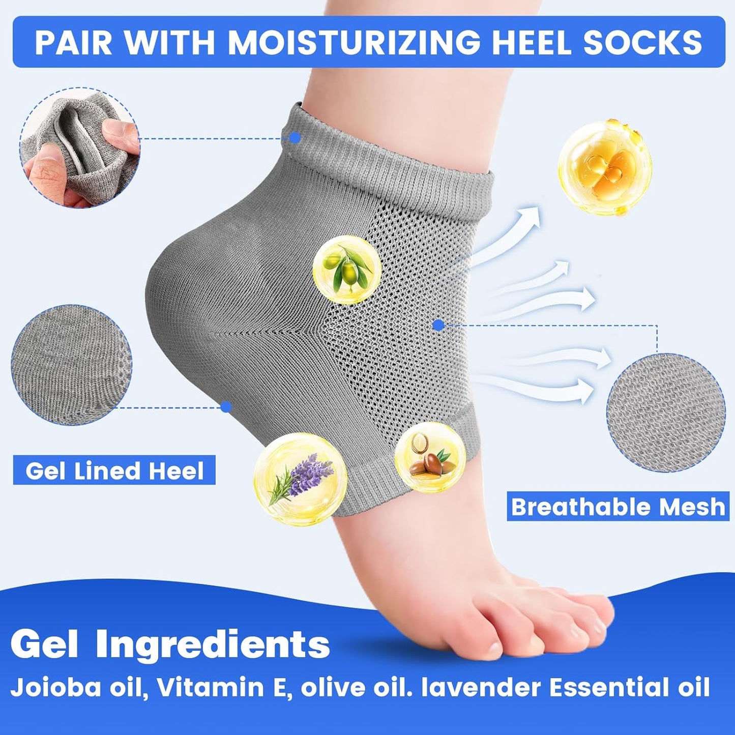 Ultra-Hydrating Urea Cream (Urea Conc. 40.67%), Foot Cream for Dry Cracked Heels and Feet, Pair with Moisturizing Heel Socks for Cracked Heel Treatment, Heel Socks Included (5.29 OZ/150g)