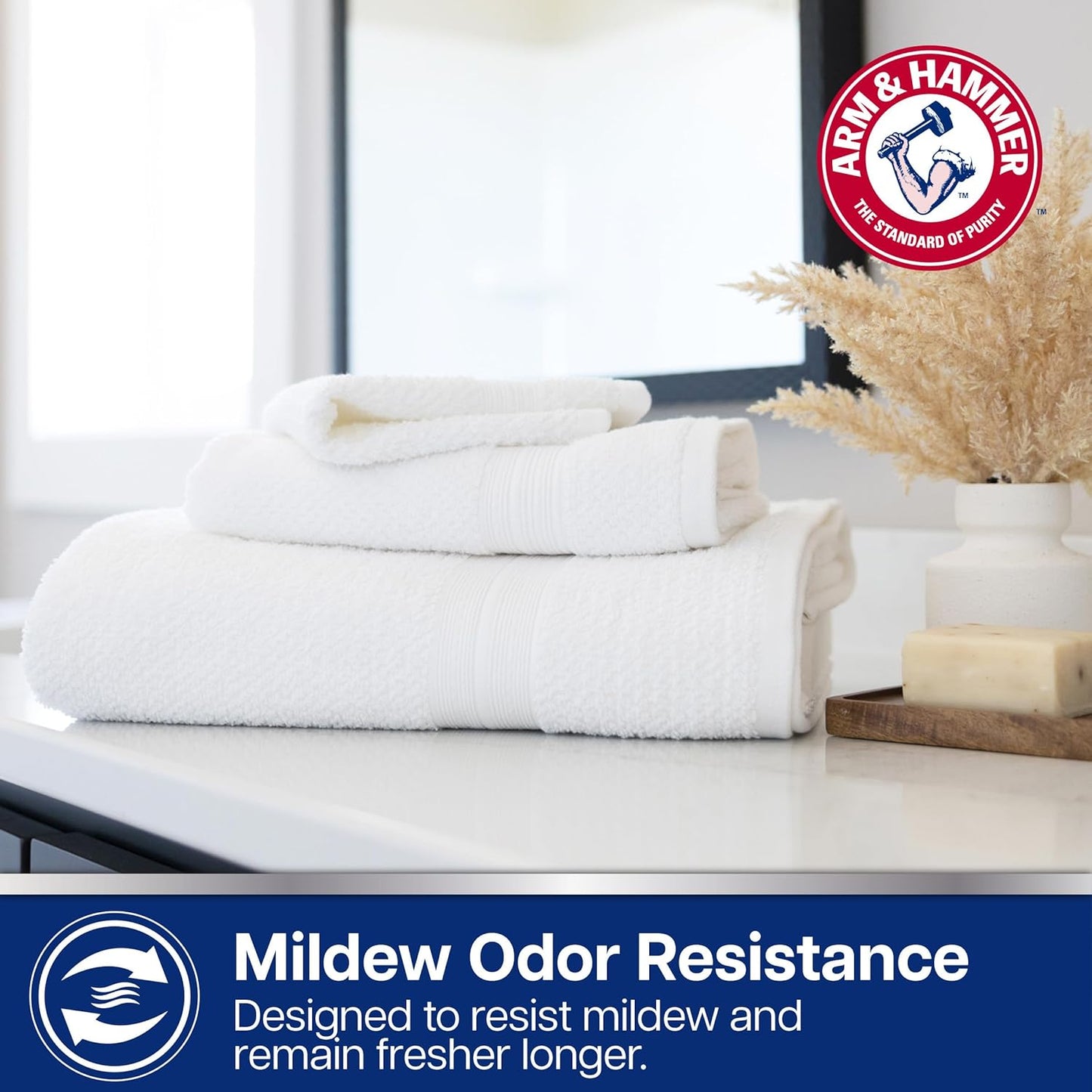 Arm & Hammer Quick Dry Bath Towels, 4 Piece, Dark Blue