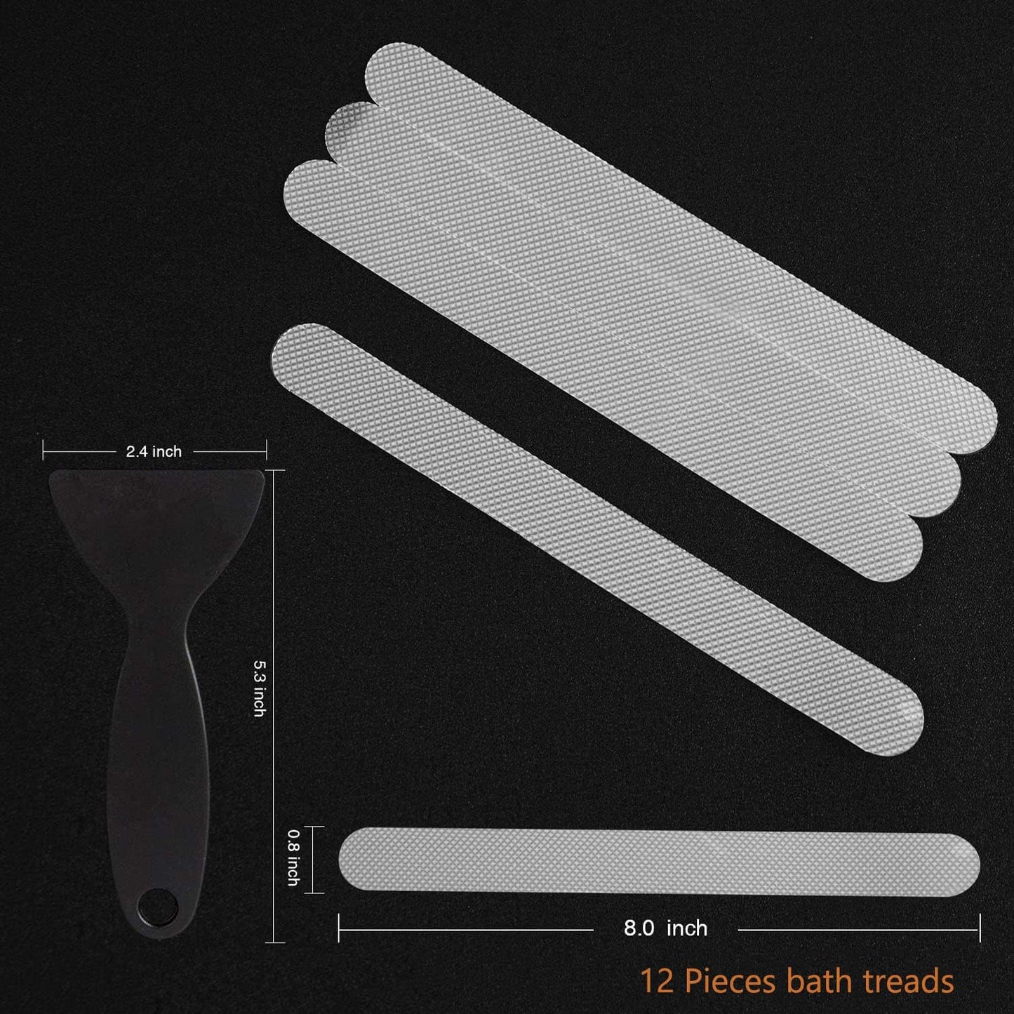 Anti Slip Shower Stickers 24 PCS Safety Bathtub Strips Adhesive Decals with Premium Scraper for Bath Tub Shower Stairs Ladders Boats