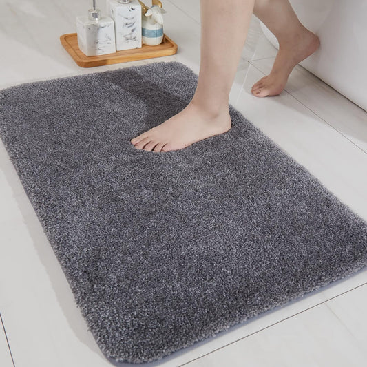 COSY HOMEER Bath Rugs for Bathroom Extra Thick - Anti-Slip Bath Mats Soft Plush Yarn Shaggy 100% Strong Mirco Polyeste Mat Living Room Bedroom Mat Floor Water Absorbent(Dark Grey,24x36 - Inches)