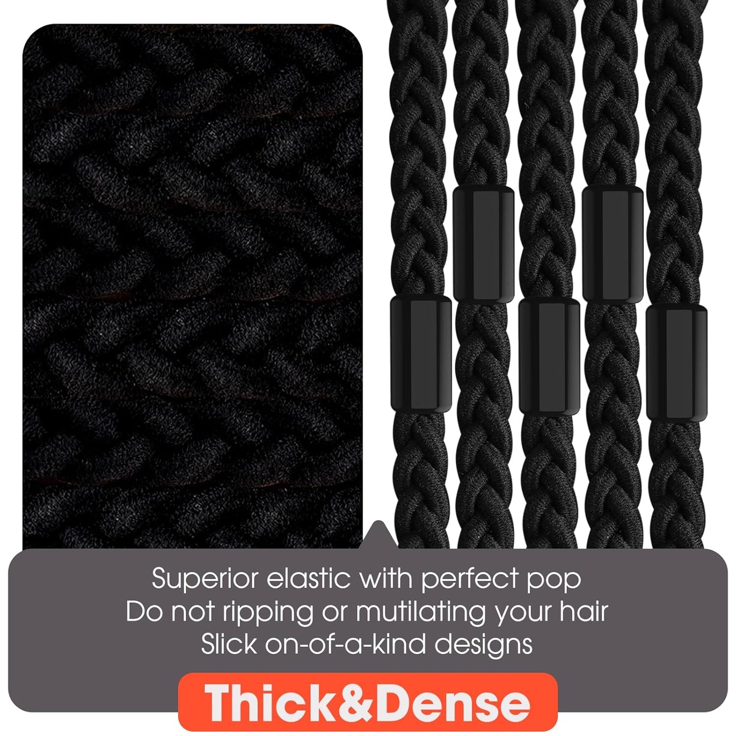 EasYoung 10pcs Braided Hair Ties for Thick & Curly Hair, No Crease Coils for Men & Women with Long Hair