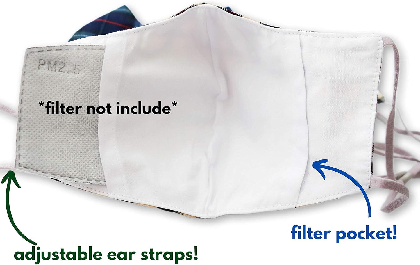 HOPE LOVE SHINE Face Mask Adjustable Filter Pocket Reusable Breathable Washable Cloth Mask Face Masks for Women Men - 4 Pack