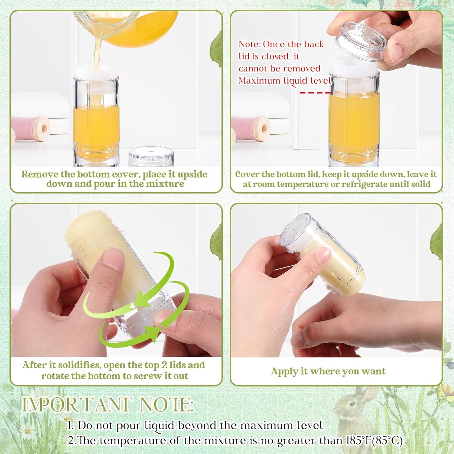 30 Pcs Empty Deodorant Containers Twist up Filling Stick Plastic Deodorant Container Refillable Bottles Bottomfill Round Lip Balm Tubes for Homemade DIY Lipstick Crayon(30 ml,Pink)