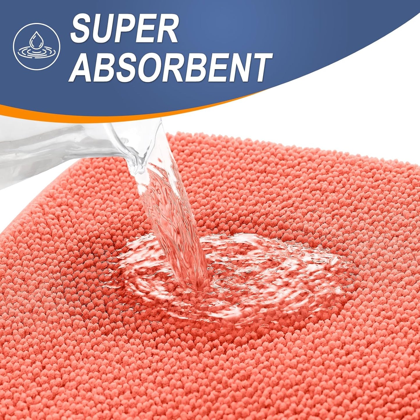 OLANLY Thick Memory Foam Bath Mat Rug 30x20, Extra Soft Absorbent Bathroom Rug, Quick Dry Bath Mats, Non-Slip, Machine Washable Carpet for Bathroom, Tub and Shower, Home Decor Accessories, Coral