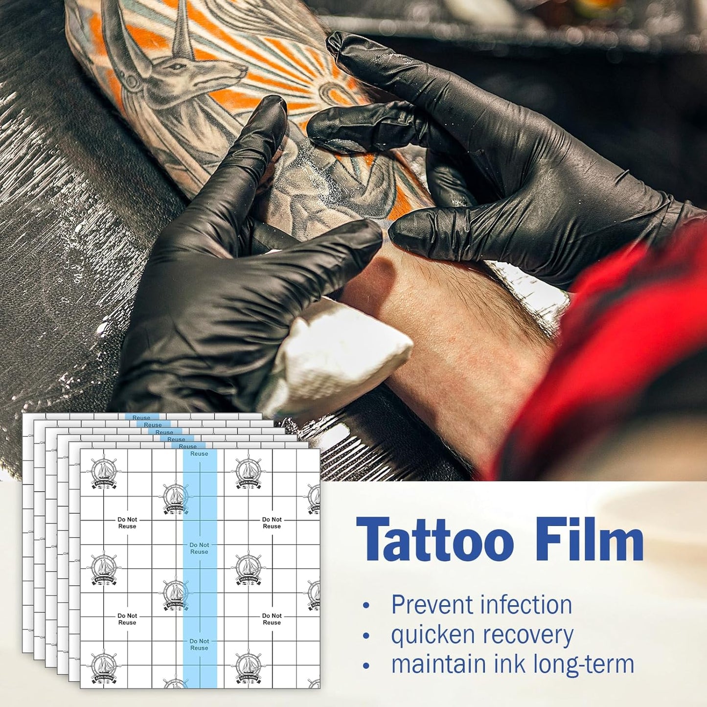 AZEN 50 Pieces Waterproof Bandages, Transparent Film Dressing 4 X 4, Clear Bandages Waterproof Adhesive Bandage, Second Skin Tattoo Cover Up Tape