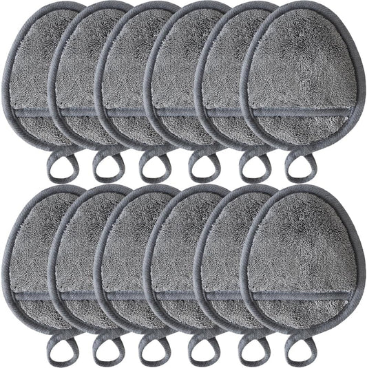 Reusable Makeup Remover Pads Soft Makeup Remover Cloths Washable Facial Makeup Cleansing Pads for Face,Lip,Eyes Grey 12PCS