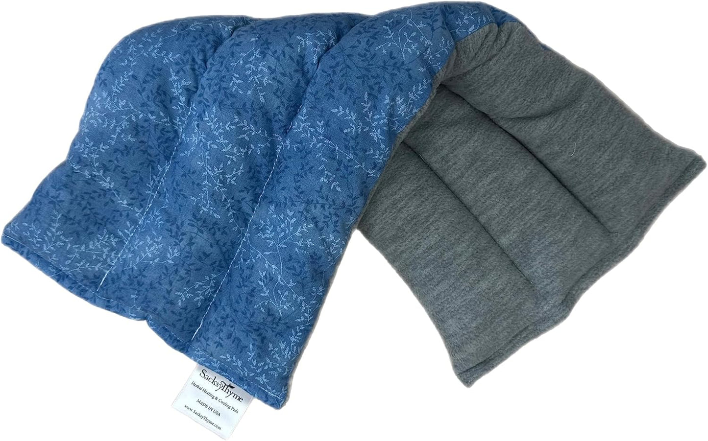 SacksyThyme Microwave Heating Pad for Back, Neck, Menstrual Cramps, Shoulders, Leg Pain Relief - Hot Moist Microwavable Therapy Pack - Blue Unscented Flaxseed Heat Pad Made in USA (Size: 18” x 7”)
