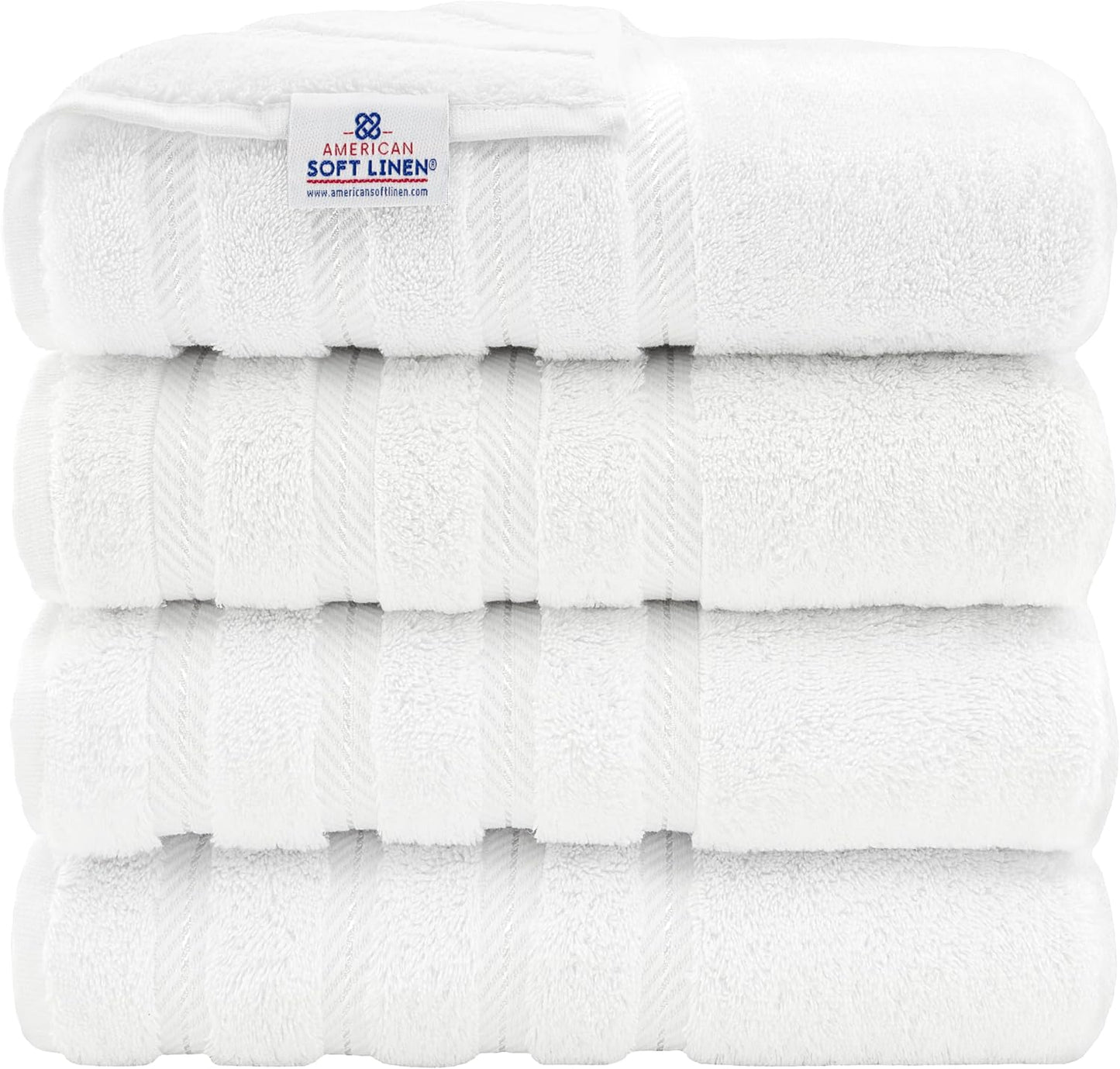 American Soft Linen Luxury 4 Piece Bath Towel Set, 600 GSM 100% Cotton Turkish Bath Towels for Bathroom, 27x54 in Extra Large Bathroom Shower Towels, White