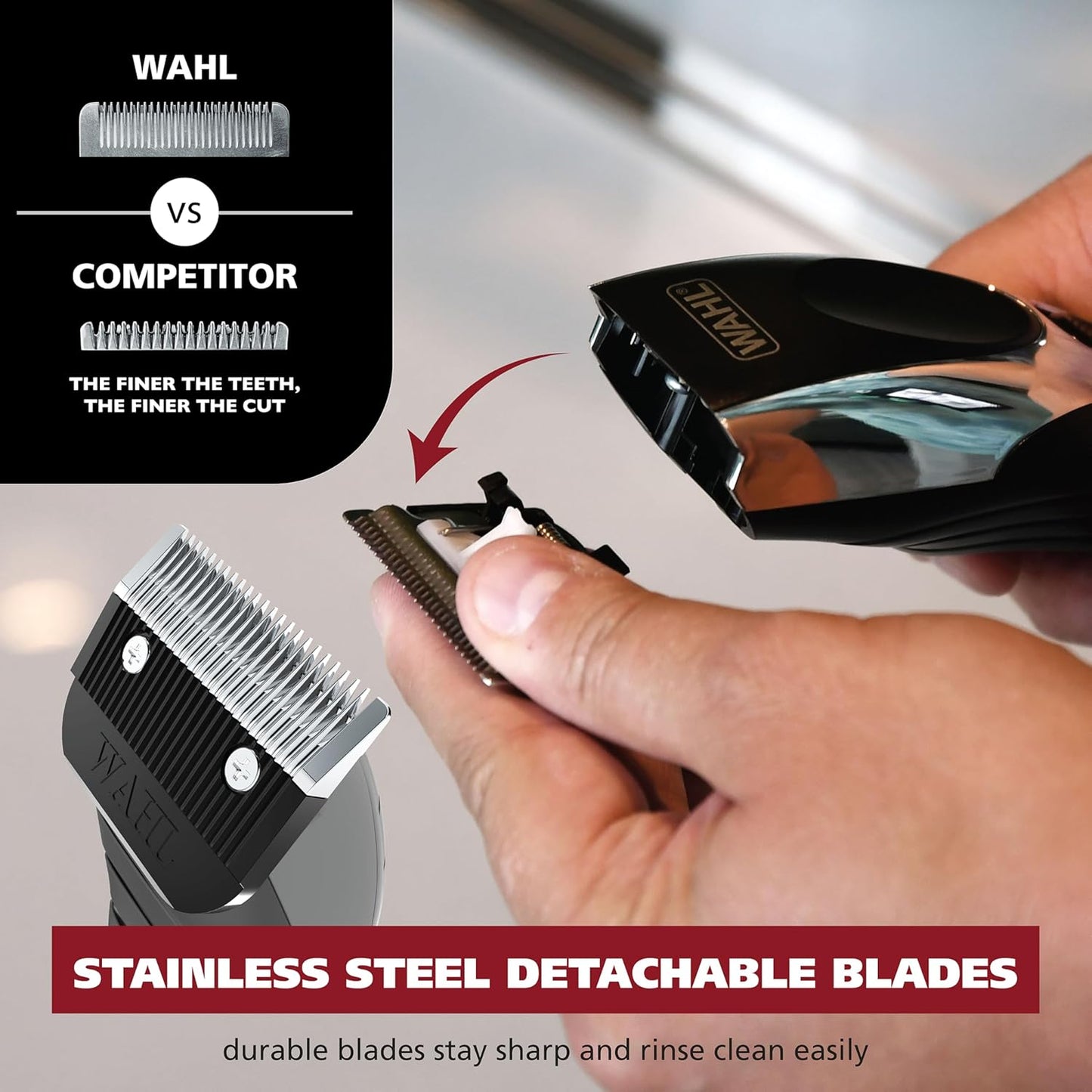 Wahl Clipper Cordless Chrome Pro Hair Clippers for Men and Battery Hair Trimmer Combo for Full Haircuts and Touch-Up Trims – Model 3026590