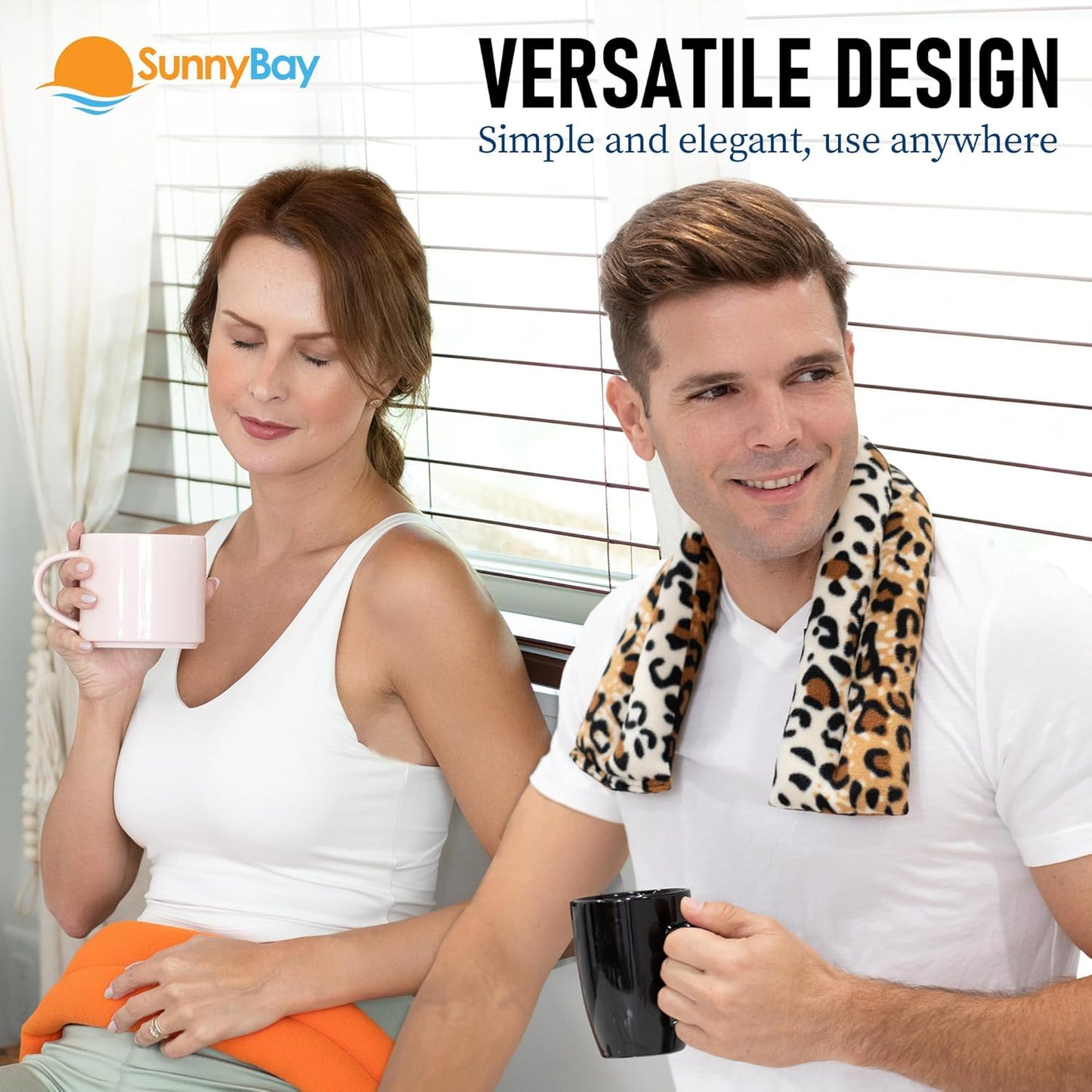 SunnyBay Microwave Heating Pad for Neck and Shoulders, 2.2 lbs 26 inch Long Versatile Microwavable Neck Wrap Warmer or Cool Pack, Hot or Cold Therapy to Relax Sore Muscles (Blue)