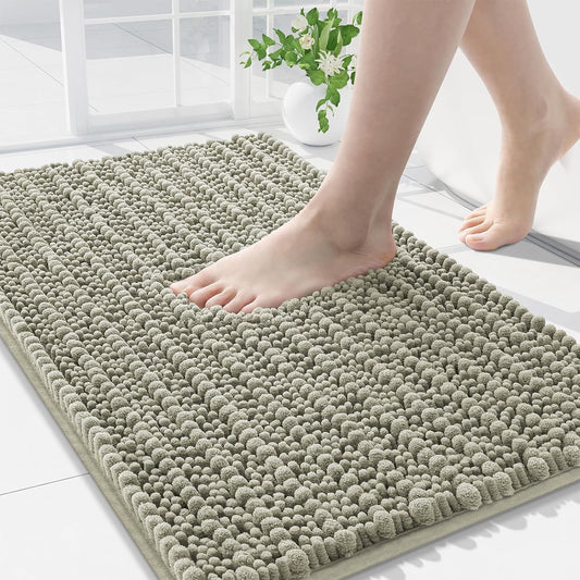 Arotive Luxury Chenille Bathroom Rug Mat, Extra Soft Thick Absorbent Shaggy Bath Rugs, Non-Slip Machine Wash Dry, Plush Bath Mats for Bathroom, Shower and Tub, 36x24, Warm Taupe