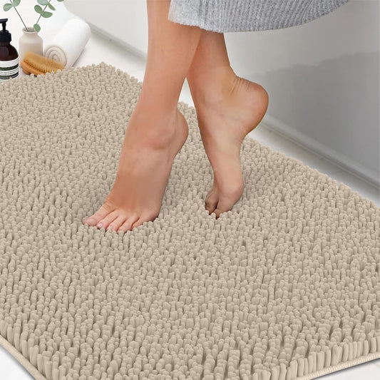 Chenille Bath Mats, Plush Absorbent Bath Mats Quick Dry, Soft & Machine Washable, Non Slip Carpet For Bathroom, Thick Bathroom Rugs, Shower Restroom Rug Mat, Alfombras De Baño, Bathrugs Matts, 59"x21"