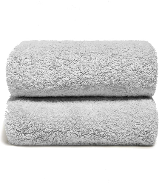 Italic Ultraplush 100% Australian Cotton Bath Sheets - Set of 2 Luxury Extra Large Heavy Duty Bath Sheets, 800GSM Plush and Absorbent Bath Sheets for Hotels, Bath & Spa (Light Gray)
