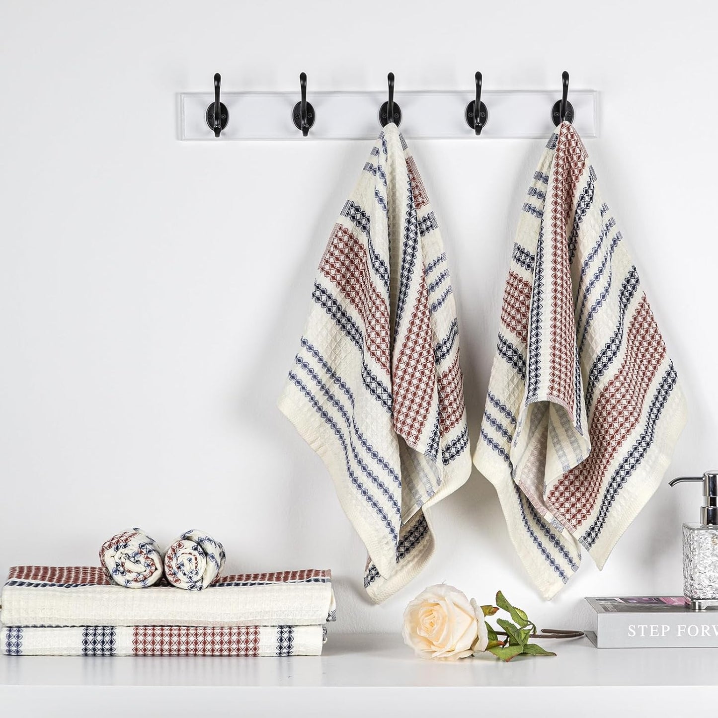 Bath Towels Set, Soft & Thick & Absorbent & Quick Dry, Hotel Towels for Bathroom Luxury, Beach Towel (Waffle Cafe, 2 Bath Towels+4 Hand Towels)