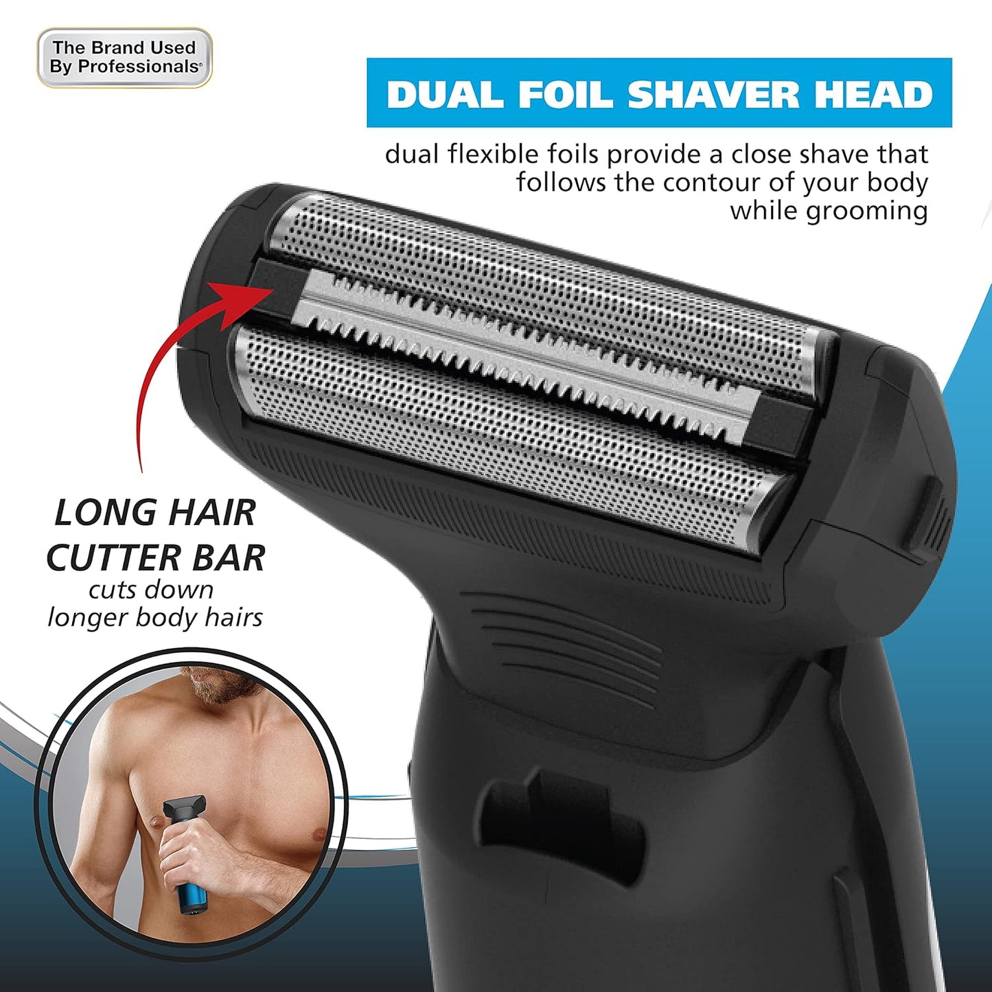 Wahl Manscaper® Total Body Grooming and Your Hair Down There Rechargeable Deluxe Hair Trimmer and Shaver with Safe-Touch Detachable Stainless Steel Precision Blades - Model 5708