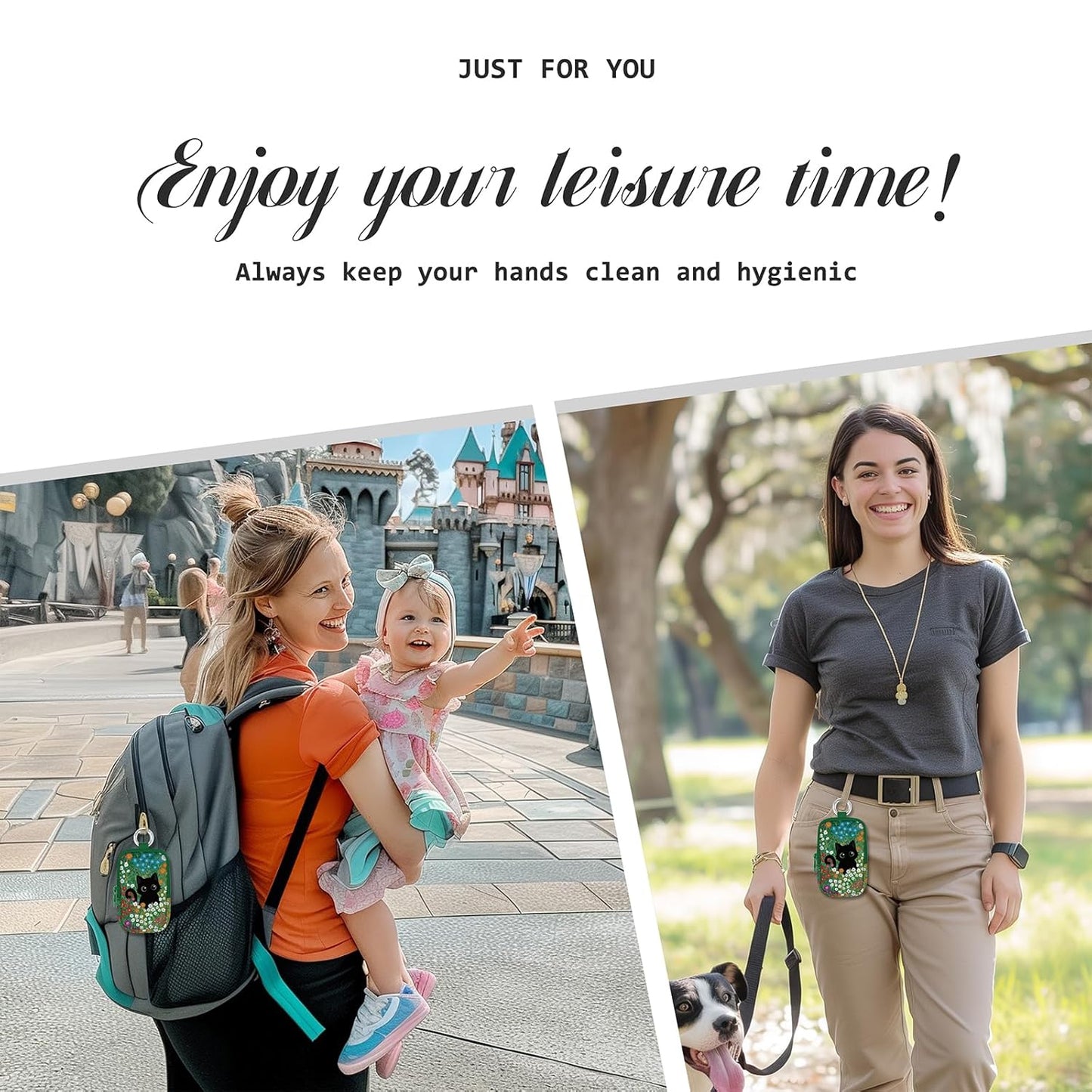 Floral Black Cat Hand Sanitizer Spray Case, Cute Hand Sanitizer Holder Zippered Pouch, Fashion Accessory with Snap Hook for Glow Mist and Power Mist 1FL OZ