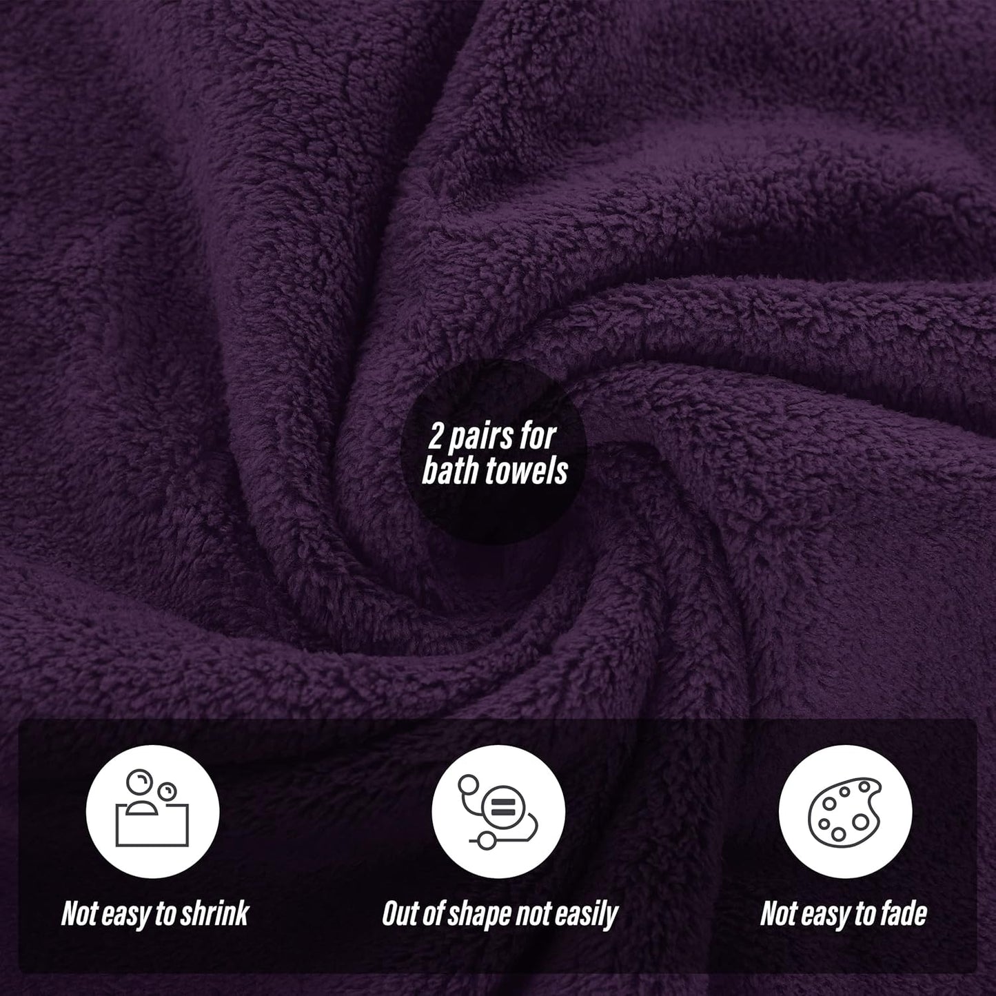 MOONQUEEN 2 Pack Premium Bath Towel Set - Quick Drying - Microfiber Coral Velvet Highly Absorbent Towels - Multipurpose Use as Bath Fitness, Bathroom, Shower, Sports, Yoga Towel (Grape Purple)
