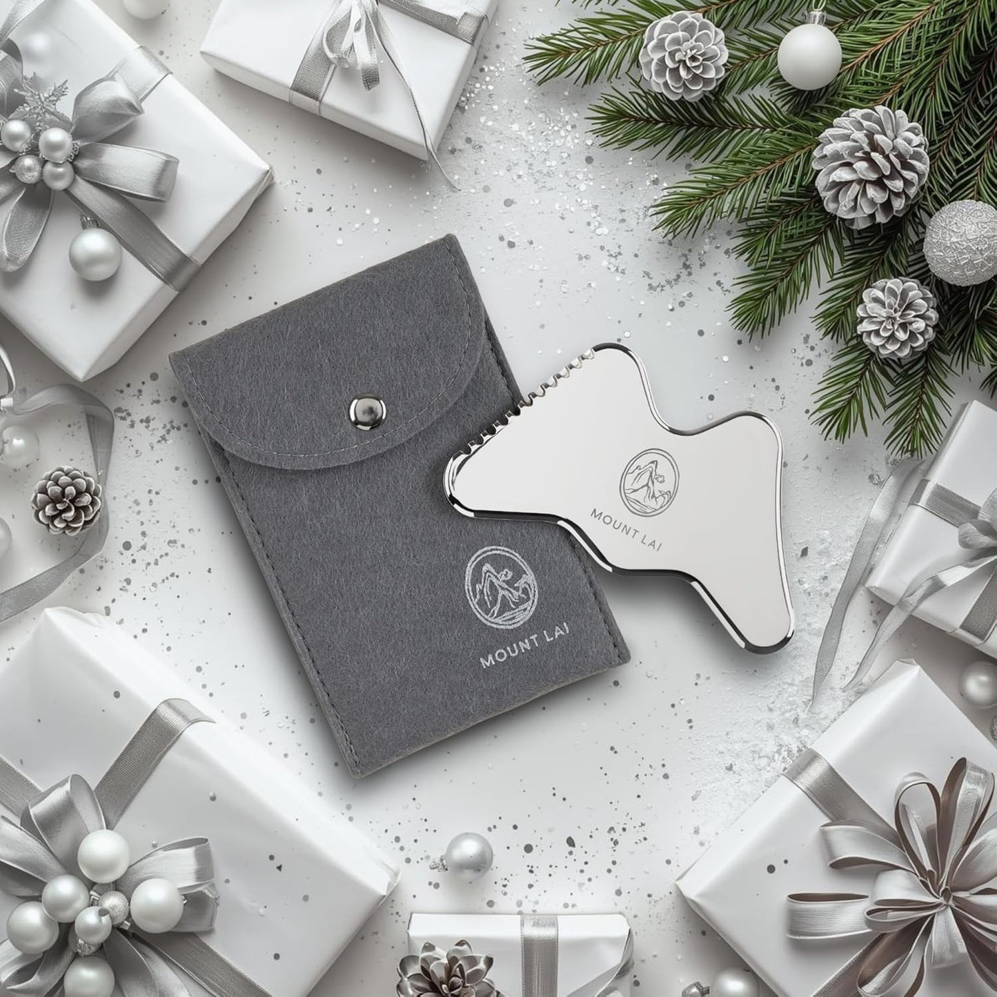 Mount Lai The Vitality Qi Stainless Steel Gua Sha Contour Tool - Face & Body Guasha Tools for Self-Care, Sculpting, Puffiness Relief & Muscle Tension Massage