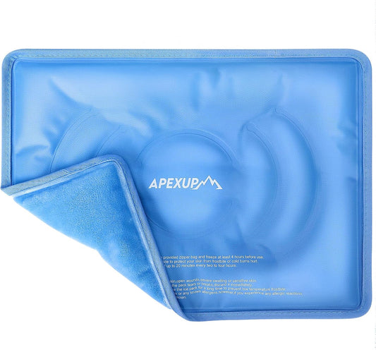 APEXUP Gel Ice Packs for Injuries Reusable, Flexible Double Sided Cold Packs for Injuries, Ice Pack for Knee, Shoulder, Back, Hip, Leg, Arm (Blue, L, 1PK)