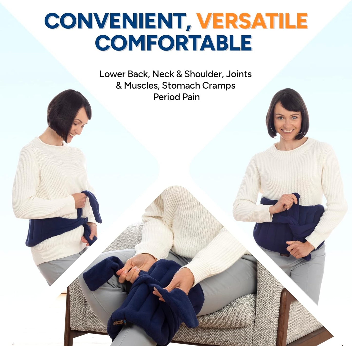 SunnyBay Microwave Heating Pad, Microwavable Moist Hot/Cool Bean Bag Wrap for Neck, Shoulder, Knee, or Back Pain with XL Fastening Straps, 10x18 Inch Heating Area, 2.8 Lbs, FSA HSA Eligible, 78 Inches