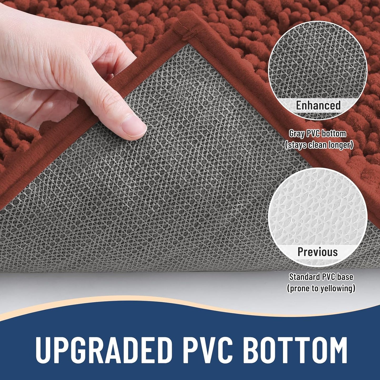 Arotive Luxury Chenille Bathroom Rug Mat, Extra Soft Thick Absorbent Shaggy Bath Rugs, Non-Slip Machine Wash Dry, Plush Bath Mats for Bathroom, Shower and Tub, 24x16, Rustic Terracott