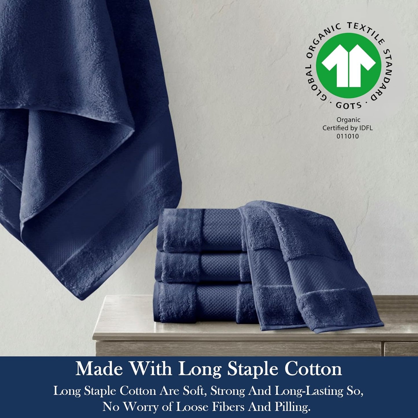 Delara Organic Cotton Luxuriously Plush Bath Towel 10 Piece Set|GOTS & Oeko-TEX Certified|Premium Hotel Quality Towels|Feather Touch Technology|650 GSM Long Staple|Soft, Quick Dry & Ultra-Absorbent