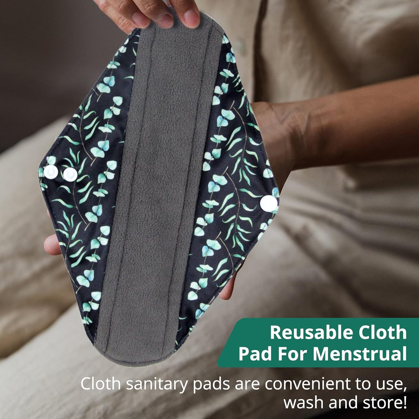 Langsprit Absorbent Reusable Menstrual Sanitary Pads/Washable Cloth Menstrual Period Pads,Reusable Panty Liners(Winter,L)