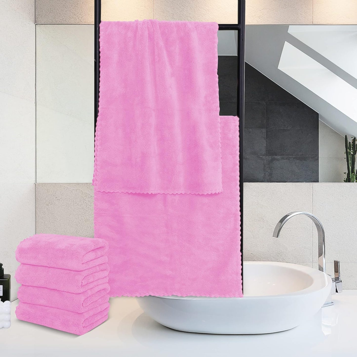 MOONQUEEN 18 Pack Premium Hand Towels - Quick Drying - Microfiber Coral Velvet Highly Absorbent Towels - Multipurpose Use as Hotel, Bathroom, Shower, Spa, Hand Towel 16 x 28 inches (Frozen Berry)
