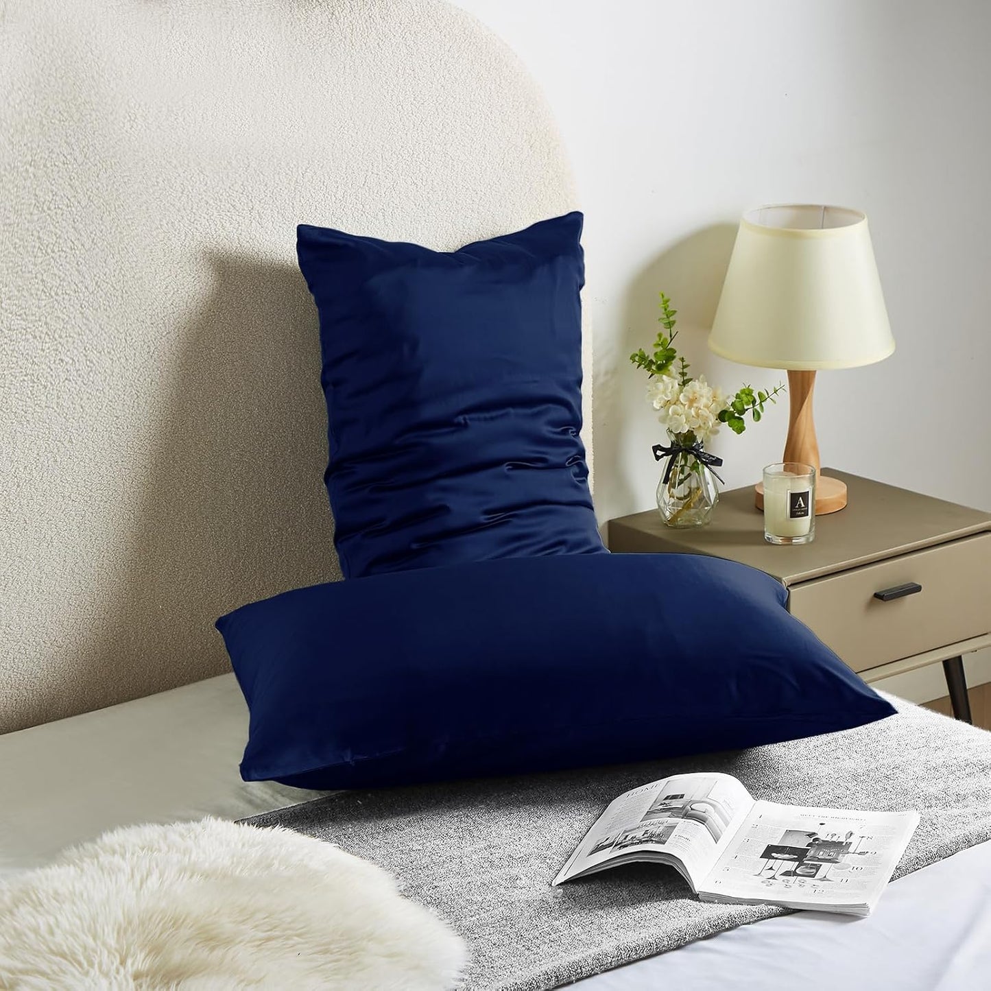 Silk Pillowcase for Hair and Skin Mulberry Silk Pillowcase Soft Breathable Smooth Both Sided Natural Silk Pillowcase with Zipper Beauty Sleep Silk Pillow Case 1 Pack for Gift(King,Teal Blue)