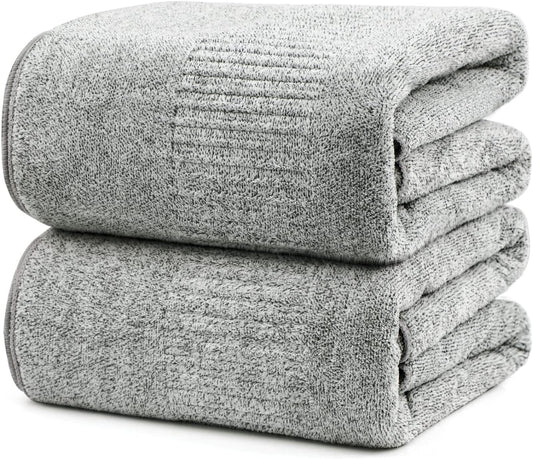 SEISSO Bath Towels, Extra Absorbent & Quick Drying Towels for Bathroom, Viscose Made from Bamboo Soft Bath Sheet (35 x 63inch), Premium Towel Multipurpose Use for Fitness, Spa, Yoga, Grey (2pack)