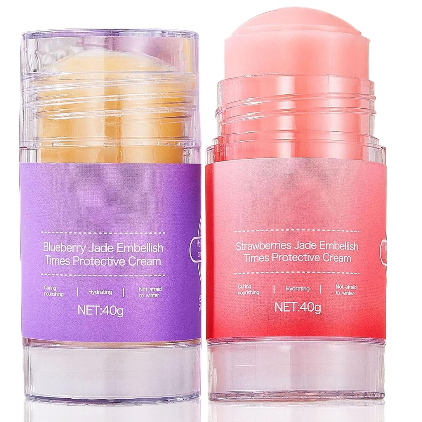 Crack Feet Prevention Stick 2PCS - Foot Care Cream Heel Balm for Dry Cracked Feet, Remove Dead Skin and Moisturize Dry Skin for Face, Knees, Elbows, Hands (2pcs, Strawberry + Blueberry)