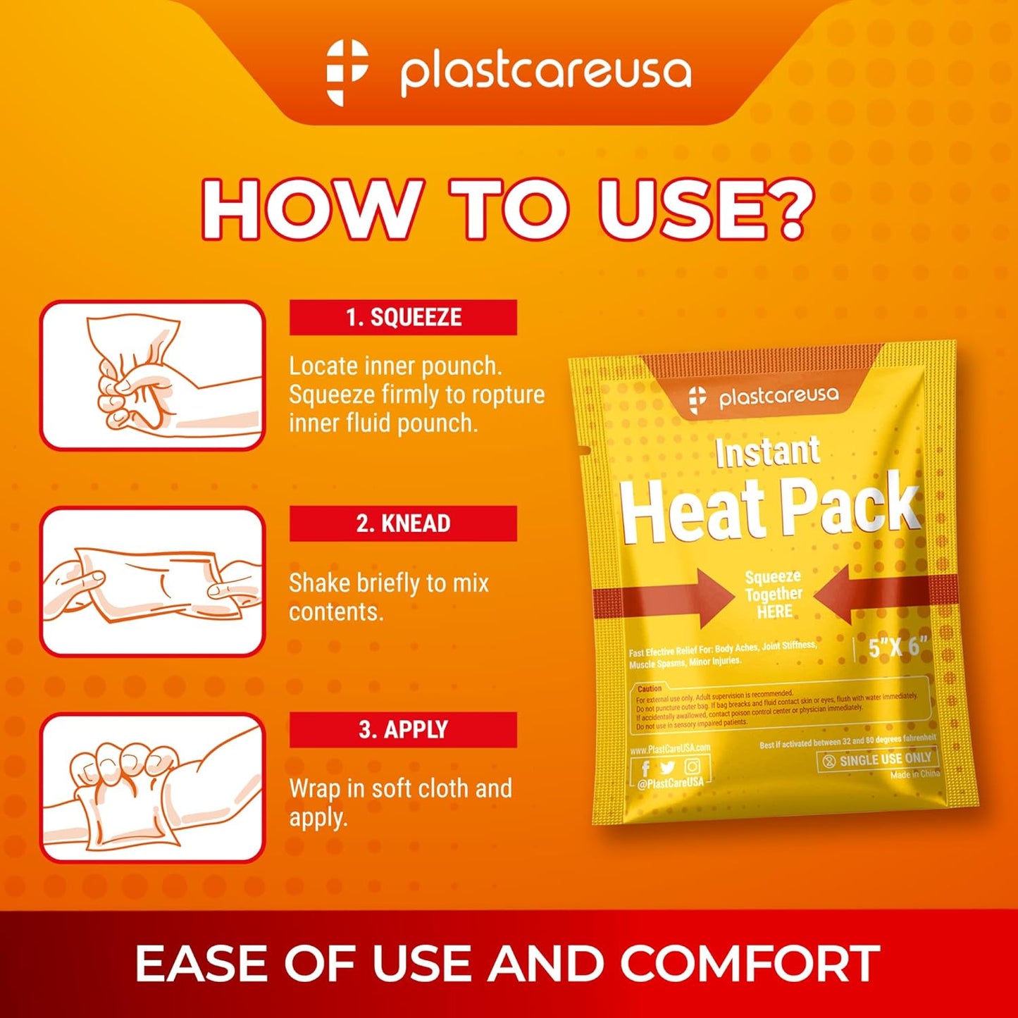 Instant Heat Pack - Disposable Hot Packs for Pain Relief, 6 in x 9 in, 25 Packs - Hot Pack for First Aid and Muscle Pain