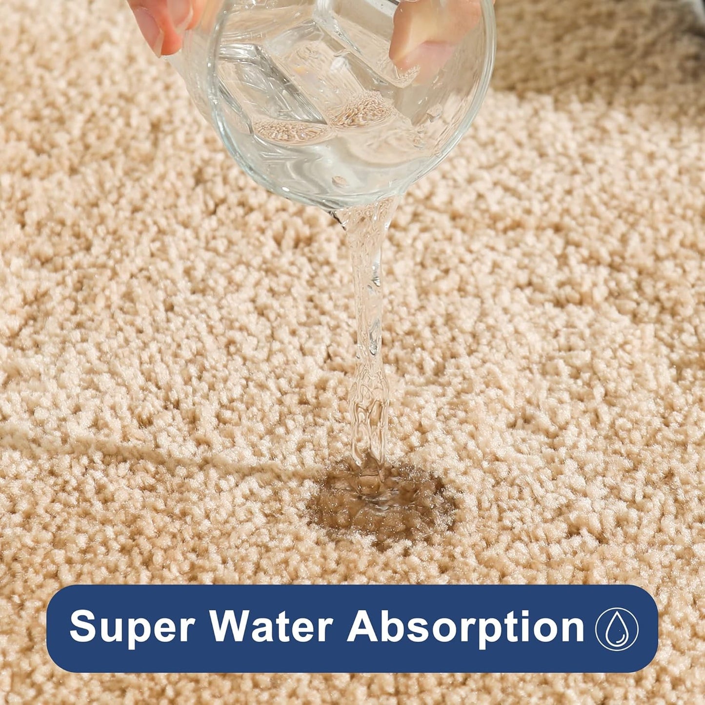 COSY HOMEER Extra Thick Bath Rugs for Bathroom - Anti-Slip Bath Mats Soft Plush Yarn Shaggy 100% Strong Mirco Polyeste Mat Living Room Bedroom Mat Floor Water Absorbent(Beige,16x24 - Inches)