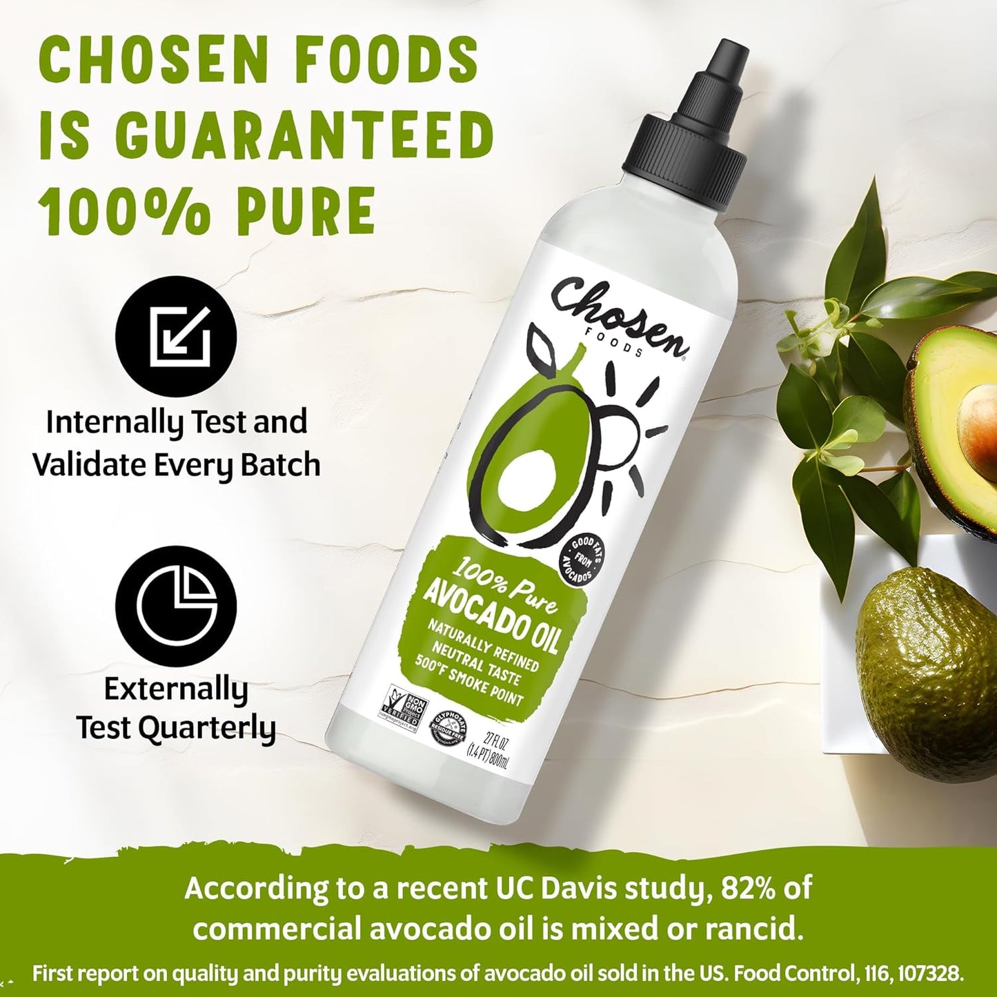 Chosen Foods 100% Pure Avocado Oil Squeeze Bottle 27oz 2-pack - For Drizzling, Sautéing, Roasting, Searing, & Baking-High Smoke Point Cooking Oil - Kosher, Keto Friendly - With Recipe eBook